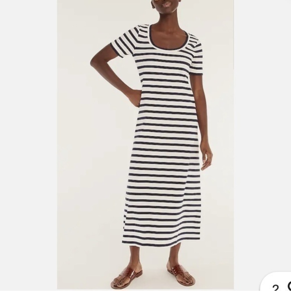 J.Crew Short Sleeve Striped Knit Midi Dress Women XS Blue/White Casual
